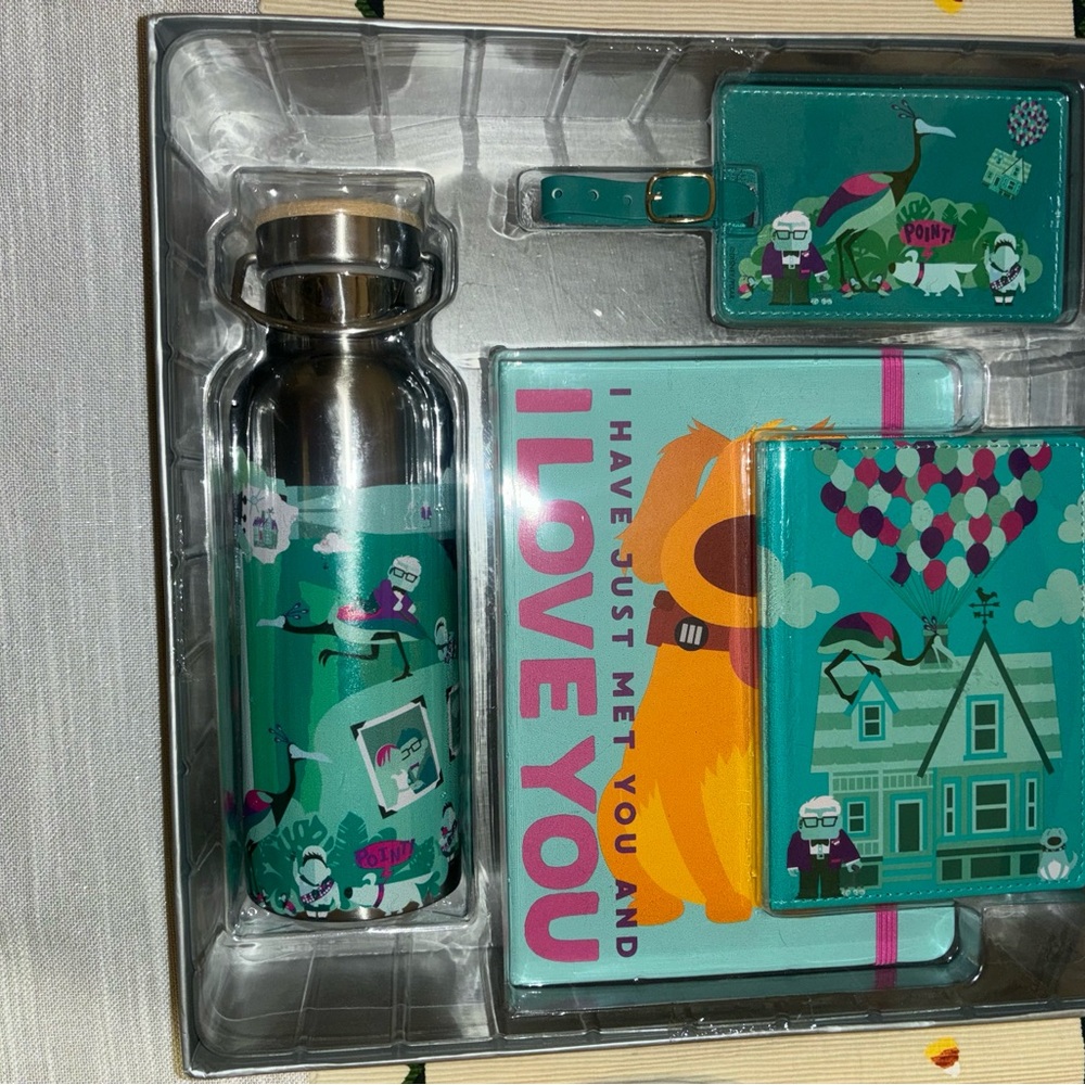 Disney Up collectible kit - passport holder, water bottle, notebook, luggage